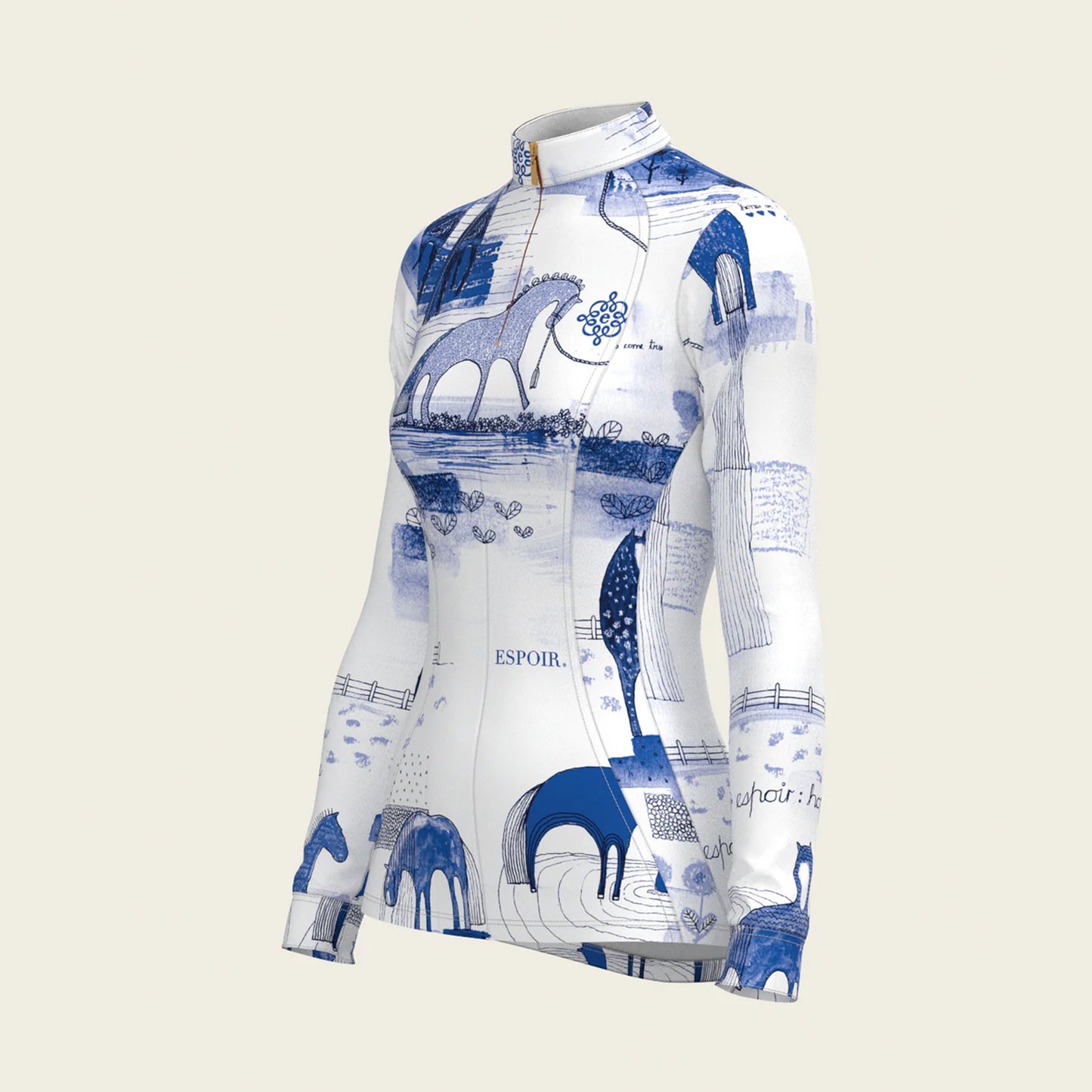 Espoir Equestrian | Daydreaming Horses In Blue Quarter Zip Sun Shirt