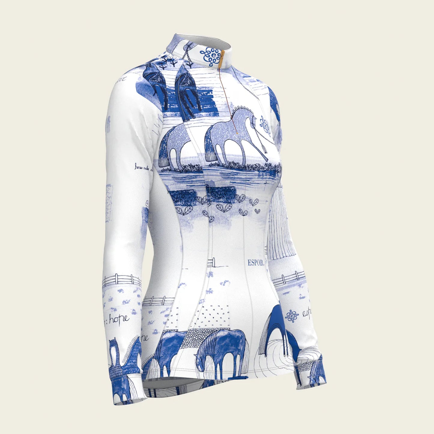 Espoir Equestrian | Daydreaming Horses In Blue Quarter Zip Sun Shirt