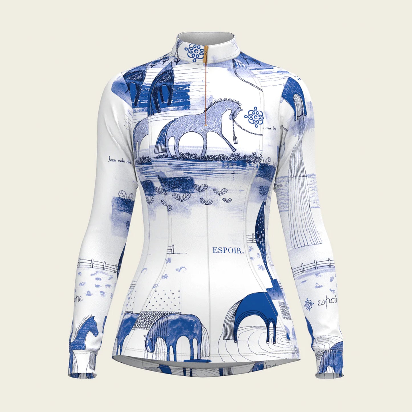 Espoir Equestrian | Daydreaming Horses In Blue Quarter Zip Sun Shirt