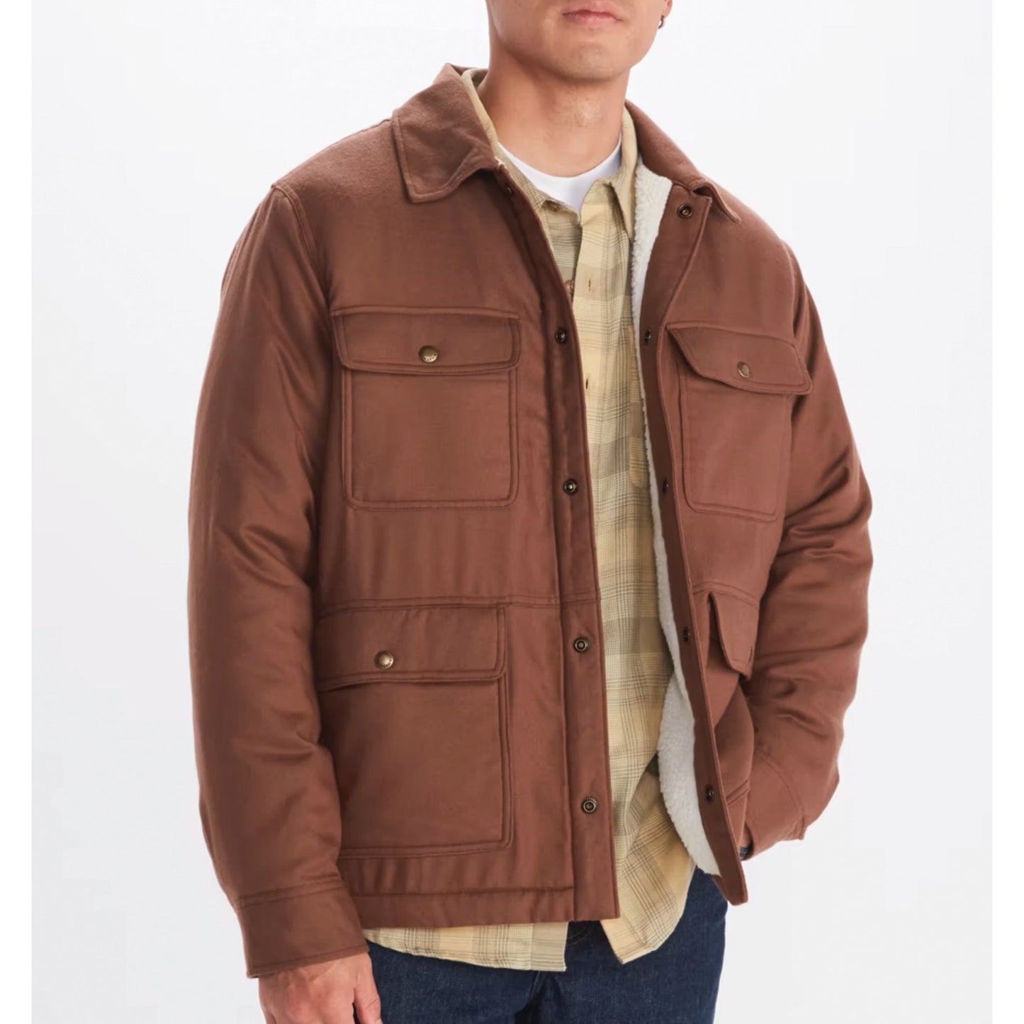 MARMOT MEN'S RIDGEFIELD HW SHERPA-LINED FLANNEL SHIRT JACKET
