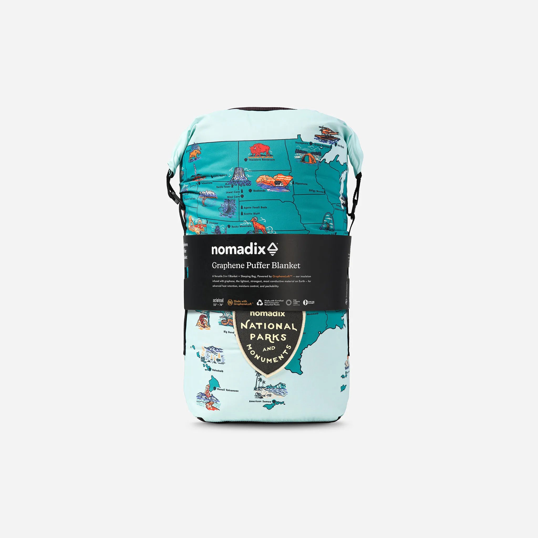 Nomadix | Graphene Puffer Blanket: National Parks and Monuments Map
