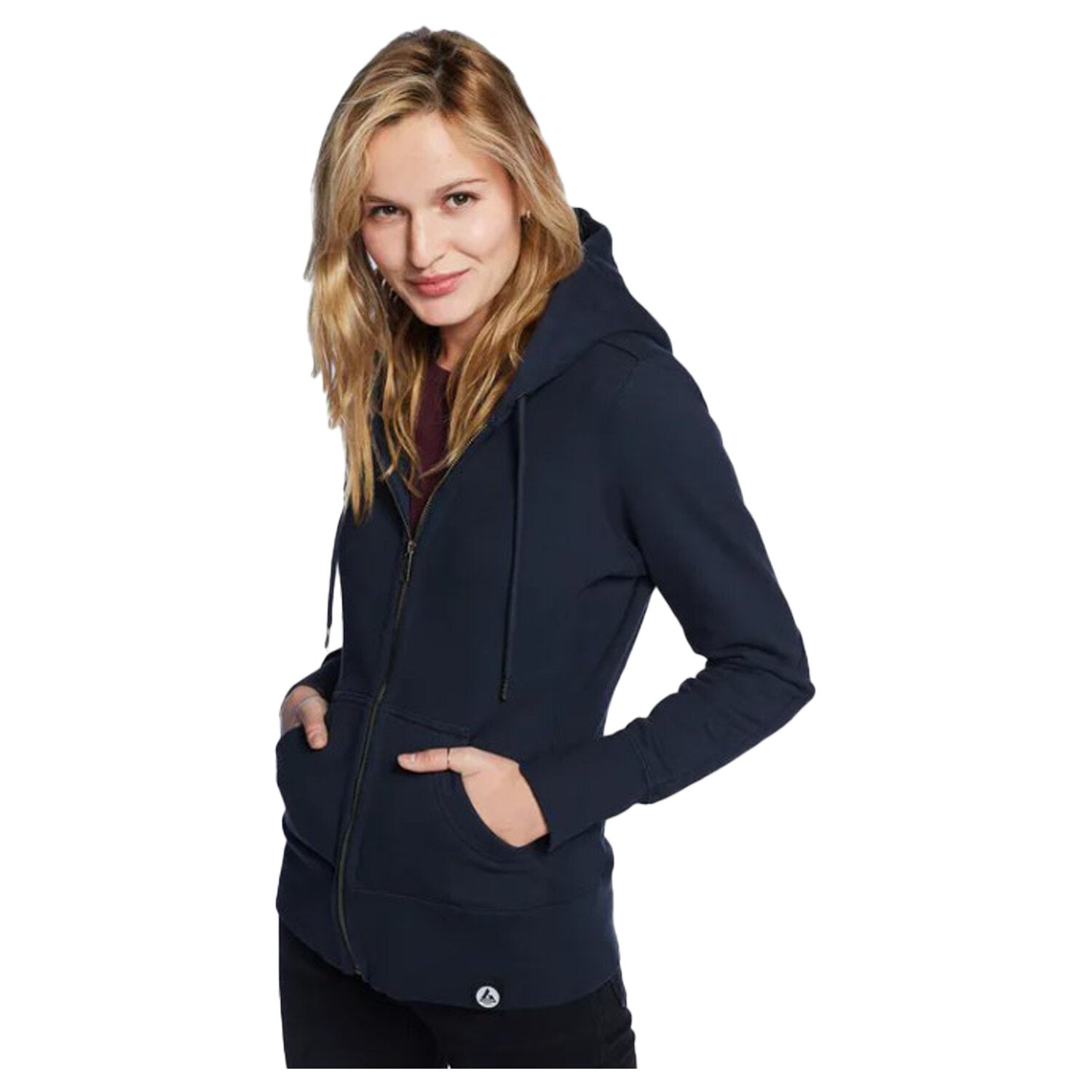 Navy zip up hoodie womens hot sale